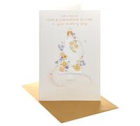 UK Greetings | Wedding Card For Son & Daughter-In-Law | With Envelope | Floral Wedding Cake Design | Bride & Groom | Greeting Card | Her/Him | 16.5 x 25.4cm