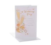 UK Greetings | Wedding Card | Gold Champagne Design | With Envelope | Bride & Groom | Greeting Card | Her/Him | 165 mm x 254mm
