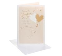 UK Greetings Wedding Son and Daughter-in-Law Dual Hearts Card - Elegant Wedding Greeting Card with Envelope