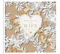 UK Greetings Wife Birthday Card for Women - Bees, Butterflies and Flowers with Die-Cut Detail Finish - Eco-Friendly