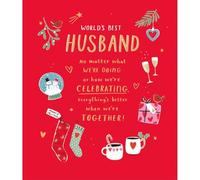 UK Greetings World's Best Husband Christmas Card Better Together Foiled Xmas Greetings - Carlton Cards Heartfelt Gesture, For Him, Gold Foil, Eco-Friendly, Thoughtful Greeting, Keepsake