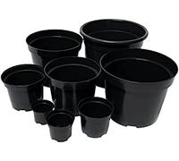 UK GROW Black round Plastic Plant Pot Flower Pots 1 2 3 .5 10 15 25 30 Litre Various pack sizes 1-100 (3, 1l)
