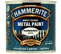 UK Hammerite Direct To Rust Metal Paint Hammered White Finish 250ML Painting Uk