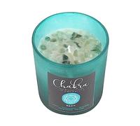 UK Heart Chakra Mint Crystal Chip Candle | Mint Fragrance, Green Glass, Metallic Lid | Aventurine Chips