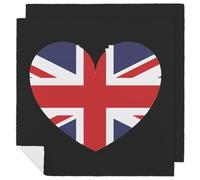UK Heart Flag Printed Cloth Napkins Washable Reusable Table Decorative Napkin for Parties Weddings 2 PCS