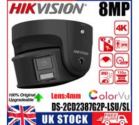 UK Hikvision DS-2CD2387G2P-LSU/SL 8MP Black 180° Panoramic PoE Camera 2-Way Talk