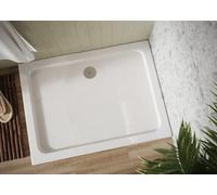 Uk Homeliving Shires Rectangular Stone Resin 1000X800mm Rectangular 30mm Shower Tray White Including 90mm Fast Flow Chrome Waste