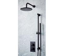 UK Homeliving Uk Home Living Avalon Core Black Round Handle Head & Handset Riserkit