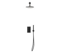 UK Homeliving Uk Home Living Avalon Core Black Round Handle Shower Arm Drench Head Handset & Mounting Bracket