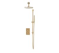 UK Homeliving Uk Home Living Avalon Core Brushed Brass Round Handle Head & Handset Riserkit