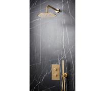 UK Homeliving Uk Home Living Avalon Core Brushed Brass Round Handle Shower Arm Drench Head Handset & Mounting Bracket