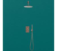 UK Homeliving Uk Home Living Avalon Core Round Handle Thermostatic Shower Valve, Drench Head & Bracket Brushed Bronze