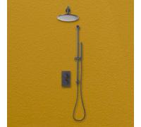 UK Homeliving Uk Home Living Avalon Core Round Handle Thermostiatic Shower Valve, Head & Handset Riser Kit Gunmetal