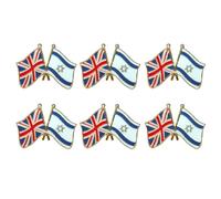 UK Israel Flag Pin Badge, Britain Israel Flag Friendship Lapel Pin - Bulk Pins, Metal Patriotic Union Jack Israeli Lapel Flag Pins Badge - England Souvenir Israel Gifts for Jewish Decoration (6PCS)