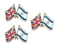 UK Israel Flag Pin Badge, Britain Israel Flag Friendship Lapel Pin - Bulk Pins, Metal Patriotic Union Jack Israeli Lapel Flag Pins Badge - England Souvenir Israel Gifts for Jewish Decoration (3PCS)