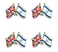 UK Israeli Flags Broochs,3x1.9cm British Israel Metal Friendship Flag Pin Badges,Support Britain Israel Friendships Flag Decor Brooch (4 PCS)