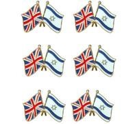 UK Israeli Flags Broochs,3x1.9cm British Israel Metal Friendship Flag Pin Badges,Support Britain Israel Friendships Flag Decor Brooch (6 PCS)