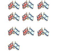 UK Israeli Flags Broochs,3x1.9cm British Israel Metal Friendship Flag Pin Badges,Support Britain Israel Friendships Flag Decor Brooch (10 PCS)