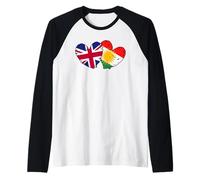 UK Kurdistan Heart Flag British Kurdish Pride Raglan Baseball Tee