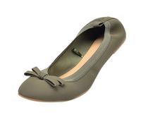 UK Ladies' Rollable Ballet Pumps Space-Saving Travel Flats Formal Wedding Shoes Women Memory Foam Collapsible Flats | Lightweight Foldable Design Green