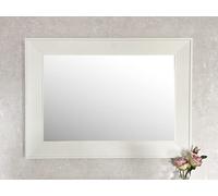 UK Large Contemporary Modern White Wooden Framed Wall Mirror | -Overall Size: 90cm x 65cm
