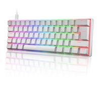 UK Layout 60% True Mechanical Gaming Keyboard Type C Wired 62 Keys LED Backlit USB Waterproof Keyboard 14 Chroma RGB Backlight Full Anti-ghosting Keys for Computer/PC/Laptop/MAC (White/Blue Switch)