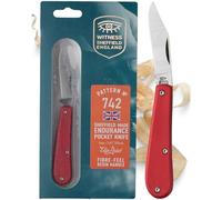 UK Legal Folding Pocket Knife - Endurance Clip Blade 5.7cm 420H Stainless Steel Blade, Red Handle, EDC for Camping, Gardening, Farming, Bushcraft, Hiking - Handcrafted in Sheffield