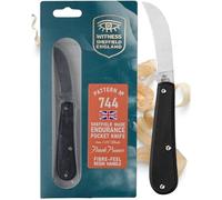 UK Legal Folding Pocket Knife - Endurance Peach Pruner 6cm 420H Stainless Steel Blade, Black Handle, EDC for Camping, Gardening, Farming, Bushcraft, Hiking - Handcrafted in Sheffield