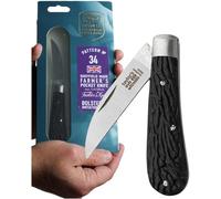 UK Legal Folding Pocket Penknife - Farmers Range Tacklers Blade 6.2cm, 420H Stainless Steel & Black Handle. EDC Knife for Farming, Gardening, Bushcraft, Hiking, Handcrafted in Sheffield