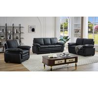 UK Leisure World Black Sofa Suites Settee 3 2 1 Sofa Set Seater Armchair Faux Leather