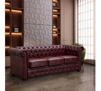UK Leisure World Chesterfield Ox Red Faux Leather Sofa Set Suites Settee 3 Three Seater Armchair Brown