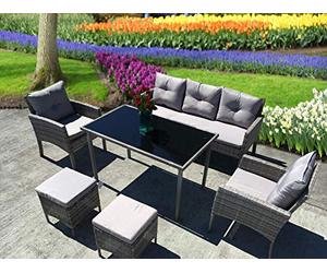 UK Leisure World New Rattan garden cube dining set Wicker Conservatory Outdoor Garden Furniture Set (Paris Grey)