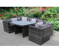 UK Leisure World Rattan Dining Garden Wicker Outdoor Conservatory Corner Sofa Furniture Set Cube Grey