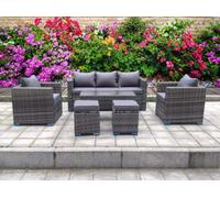 UK Leisure World Rattan Grey Coffee Table Stroage Wicker Conservatory Outdoor Garden Furniture Set Corner Sofa Table Grey