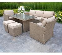 UK Leisure World Rattan Wicker Conservatory Outdoor Garden Furniture Dining Set Corner Sofa Table Beige Naurtual Grey