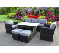 UK Leisure World Rattan Wicker Conservatory Outdoor Garden Furniture Dining Set Corner Sofa Table Black