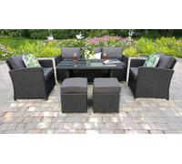 UK Leisure World Rattan Wicker Conservatory Outdoor Garden Furniture Dining Set Corner Sofa Table Grey