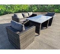 UK Leisure World Rattan Wicker Garden Outdoor Seater Sofa Conservatory Furniture Patio Coffee Table Stools Storage Dining Set Grey