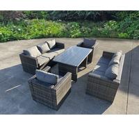 UK Leisure World Rattan Wicker Garden Outdoor Seater Sofa Conservatory Furniture Patio Coffee Table Stools Storage Dining Set Grey