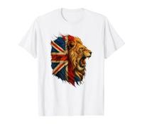 UK Lion Flag Funny British Pride Power Value Graphic T-Shirt, Men, White, S