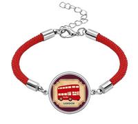 UK London Double-Decker Bus Stamp Lucky Red String Bracelet Rope Bracelet Handmade