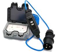UK Made 10 Metre 16A Plug to IP66 Outdoor Extension Kit With In-line RCD. Camping, Caravan, Motor Home, Marine, Garden and More (Blue)
