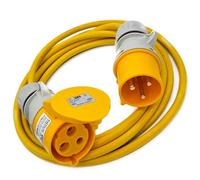 UK Made 110 volt 32 amp Yellow 4mm2 Hookup Extension Lead (15 Metres)