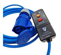 UK Made 25 Metre 13 Amp RCD Protected Plug to 16 Amp CEE Coupler Fly Lead Hook Up Cable