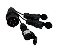 UK Made 3-Phase to 230V 16Amp 3-Way Break-Out Cable CEE 5-Pin 400V Plug to Three 16A CEE 230v Sockets (16 Amp Black Midnight, Length 0.3 Metrees)
