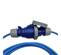 UK Made 32A IP67 Extension Lead 230V, 4mm² Arctic Cable, Blue CEE Plug to Socket, Heavy Duty Waterproof Site Power Lead for Generators, Events, Industrial & Outdoor Use (20 Metres)
