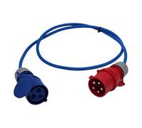 UK Made 32Amp 3-Phase 5-Pin Red Plug to 230V 32A Socket Powe Supply Extension Lead (2 Metres)