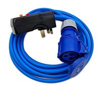 UK Made 5 Metre 13 Amp RCD Protected Plug to 16 Amp CEE Coupler Fly Lead Hook Up Cable