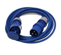 UK Made 5 Metre 16 Amps Blue Mains Power Hookup Extension Lead Plug to Socket 230 Volts Outdoor Rated IP44