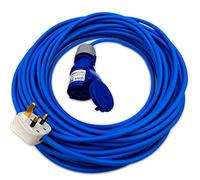 UK Made Mains Power 13Amp UK Plug to 16Amp IP44 240v Coupler Fly Lead (20 Metres)